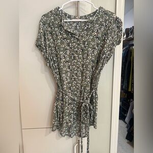 Maternity Cap Sleeve Blouse with Tie